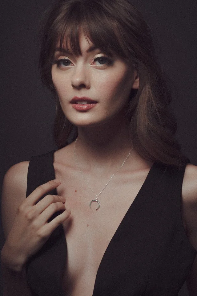Woman in blue dress